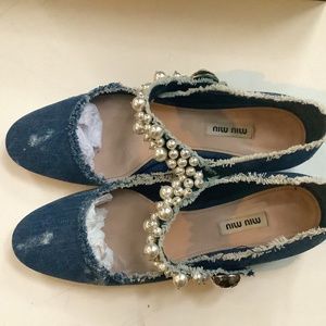 MIU MIU denim shoes with pearls, size 39